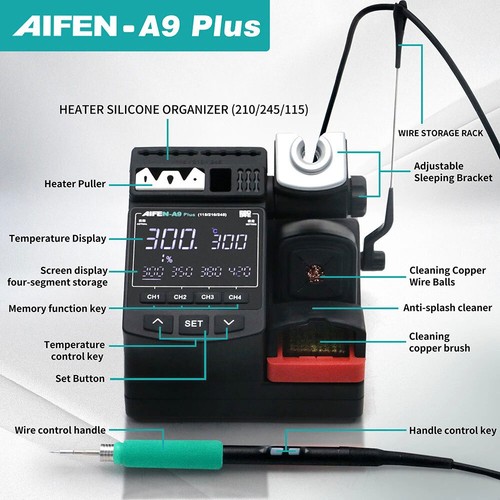 AIFEN-A9 Plus 120W Soldering Iron Station + Handle + 3 Tips 100°C-450°C 110/220V - Picture 6 of 15