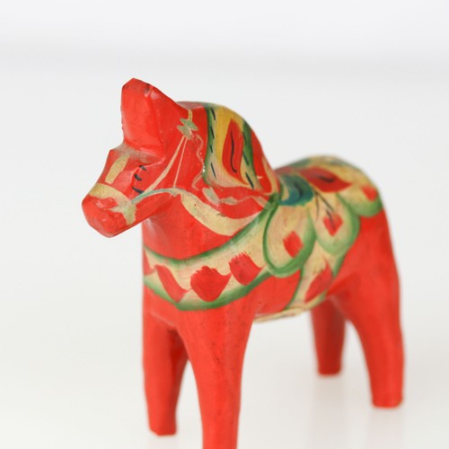 "Pequeño caballo Dala sueco vintage Nils Olsson pintado a mano arte popular de 3"" de alto" - Imagen 2 de 4