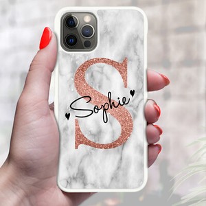 Funda de teléfono de mármol Personalizado Para Apple Samsung texto inicial Nombre-M29 Funda de teléfono de mármol Personalizado Para Apple Samsung texto inicial Nombre-M29