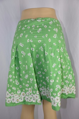 Tracy Evans Womens 11 Green White Flower Print Pleated Skirt Modest Mid Calf  - Picture 4 of 6