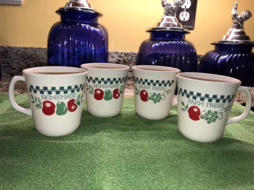 Set of 4 - Corelle Farm Fresh Homemade Mugs Cups