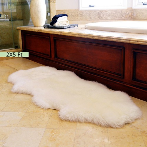 Genuine Sheepskin Area Rug Natural Fur Seat Cover Bedside Carpet w/Comb - Picture 7 of 12