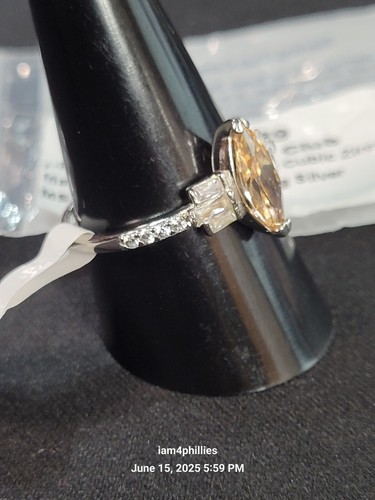 Bomb Party The Sterling Club RBP6389- Sz 10 Smokey Topaz Cubic Zirconia Sterling - Picture 2 of 4