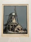 Vintage Ernest Alfred Sallis Bennet RCA 1935 Wood Block Print “windmill” Signed