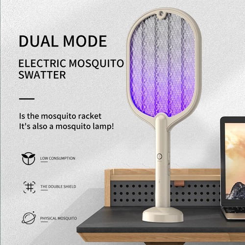 Multi-functional Electric Mosquito Swatter Racket Fly Killer Zapper USB Recharge - Picture 10 of 14