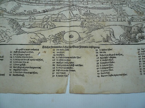 Poitiers anno 1550, townview, Sebastian Muenster, woodcut --ORIGINAL MUENSTER - Picture 2 of 7