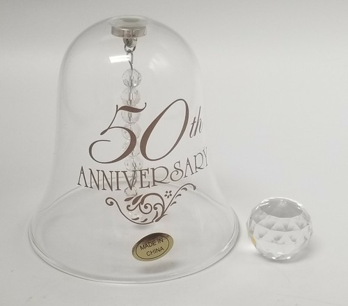 50th wedding anniversary glass bell crystal clear ball engraved- as is - Picture 8 of 12