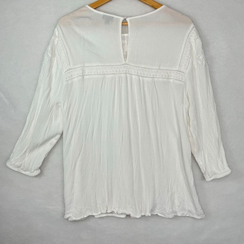 TORRID Crinkle Gauze Embroidered Bohemian Coquette White Blouse Size 3X - Picture 3 of 8