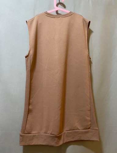 NWT ZARA Girls Sleeveless Rib Trim Tunic Sweatshirt Vest SZ 13-14 Brown/Graphic - Picture 8 of 13