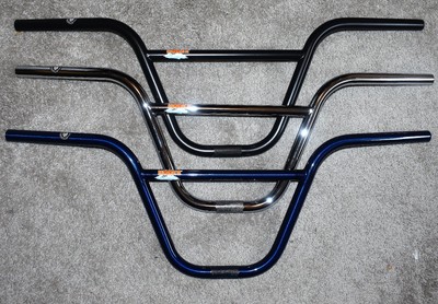 S/&M Hoder Handlebars Bars 9.5 in Rise for BMX Freestyle Bike Chrome Blue Black