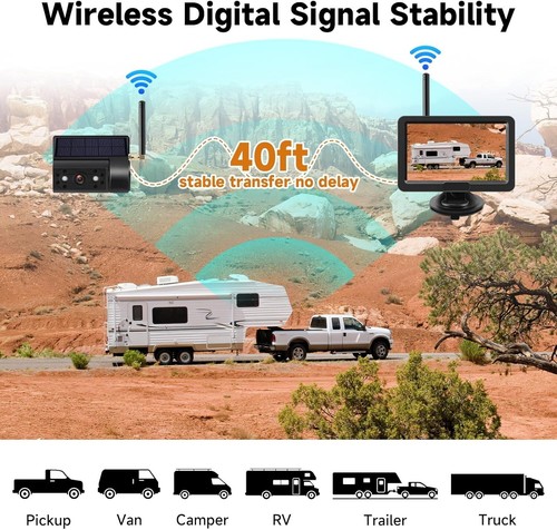 Wireless Backup Camera Magnetic Solar with 5” HD Monitor - Picture 6 of 6