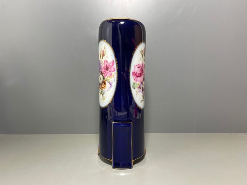 Fraureuth Vase Kobaltblauer Fond 3x Blumenmalerei Blumen Gold 1.Wahl H:25cm - Bild 6 von 12