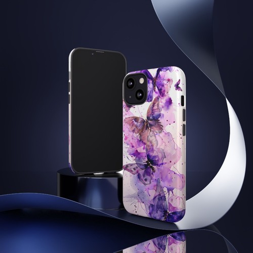 For iPhone / Galaxy / Pixel | Phone-Ink Case - Purple Butterfly Watercolor - 第 67/173 張圖片