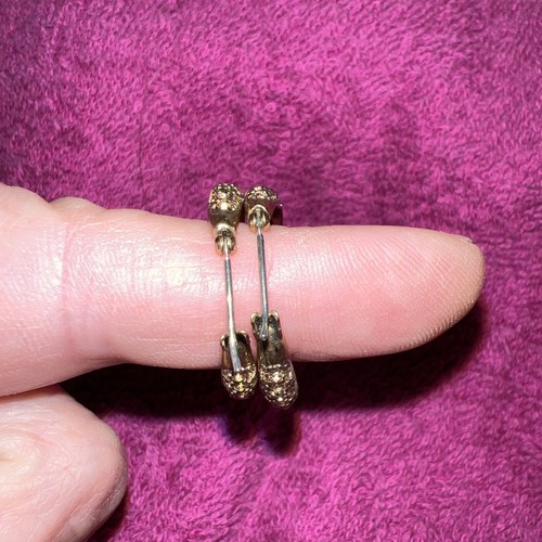 Monet Wide Band Hoop Pierced Earrings Gold Tone Vintage Oval White/Clear Stone - Picture 5 of 6