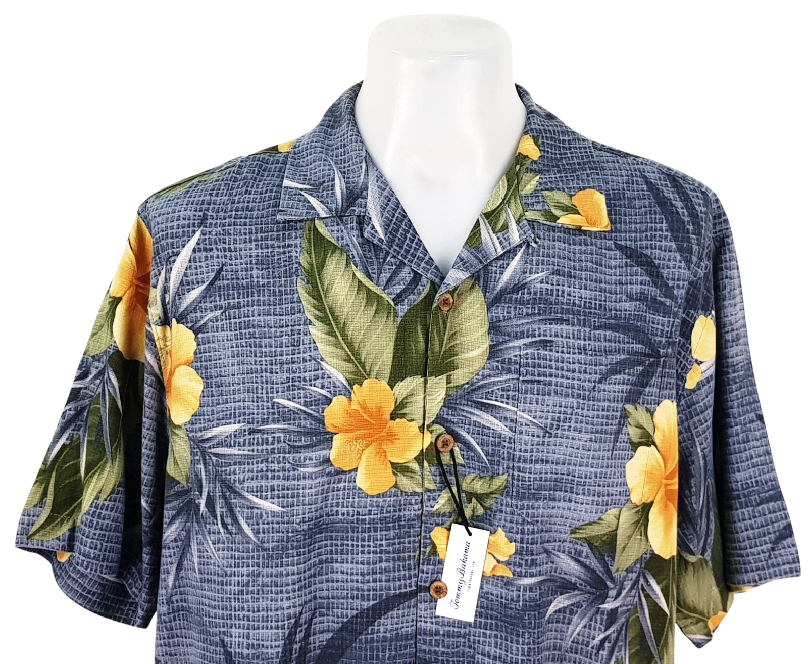 TOMMY BAHAMA Mens Silk S/S LUXURY HAWAIIAN SHIRT - L - Chest 48" - RRP £119