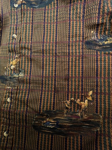 Vintage Nautica Button Up Herren Hemd Gr. Large Baumwolle Entenmuster Selten Multi - Bild 12 von 14
