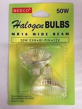 48 PIECES (24X2PACK) NEDCO 50MR16/YELLOW 50W YELLOW MR16 EXN BI PIN 12V HALOGEN