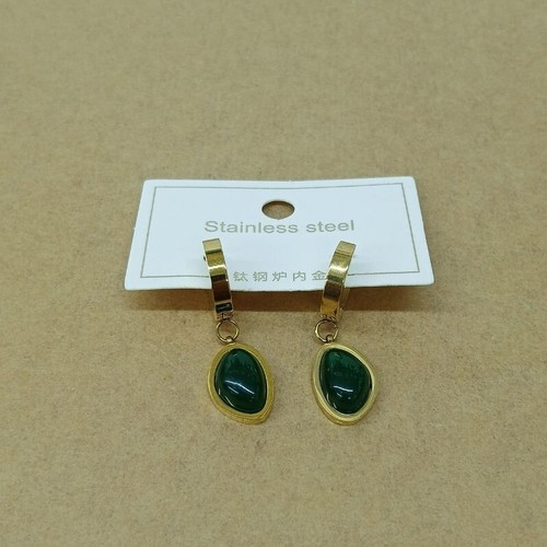 Stainless Steel earrings , New with tags , Gold & green - Picture 1 of 9