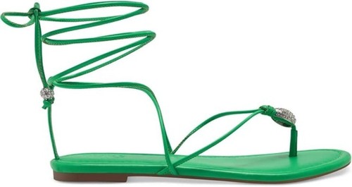 INC Women's Amille Faux Leather Ankle Tie Strappy Sandals Green Smooth Size 7.5M - Picture 2 of 5