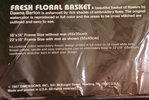 Vtg Dimensions COUNT CROSS STITCH KIT Fresh Floral Basket Flowers New NOS - Bild 8 von 13