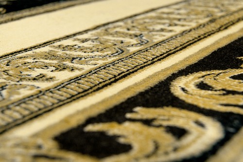 Runder Teppich Wohnzimmer Rund Mäander Pegasus Muster Kurzflor Schwarz Gold öko - Bild 3 von 12