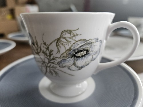 Susie Cooper Glen Mist Tea Cup Saucers & Cake Plate Floral Blue C1035 17 Pieces - Picture 6 of 12