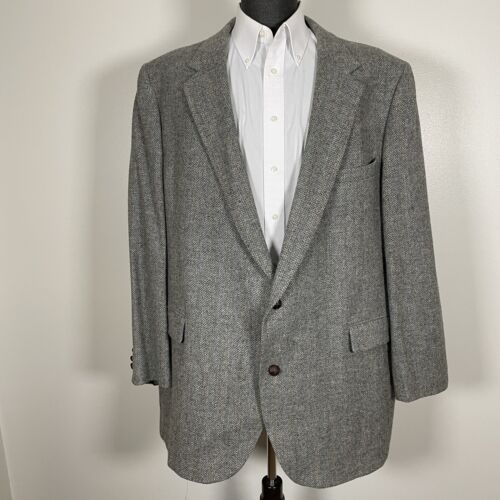 Sims Vintage USA Made Sport Coat Mens 50XL Multicolor Tweed Wool Leather Buttons - Picture 2 of 10