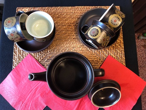 Denby Arabesque Teapot/4 Cups & Saucers Vintage Stone Ware Mint Condition - Picture 3 of 6