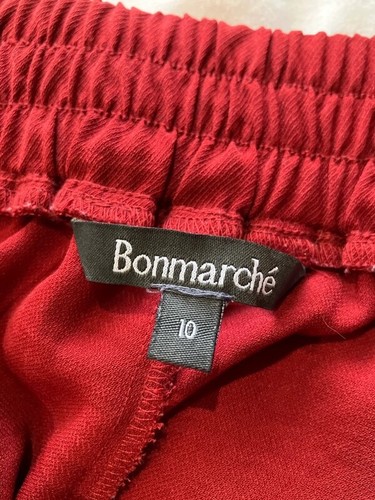 Red Culottes Trousers Wide Leg Elasticated Waist and Tie Detail Ankle Length - Picture 2 of 2