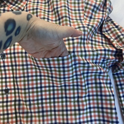 PAUL FREDRICK Mixed Colored Checkered Two Ply Cotton 16/34 Classic Fit Blue Trim - Picture 7 of 12