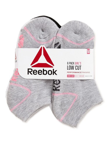 Reebok Girls Lowcut Performance Training Socks 6 Pk Gray SM or White SM-MED NEW - Picture 3 of 3