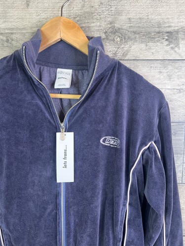 Urban Outfitters iets frans Track Jacket Size XS Blue Velour Zip Up Casual Y2K - Picture 4 of 10