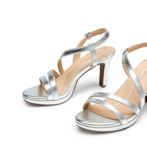 Women Heeled Sandals Platform High Heels Strappy Round Toe Wedding Dress Sandals - Picture 17 of 47