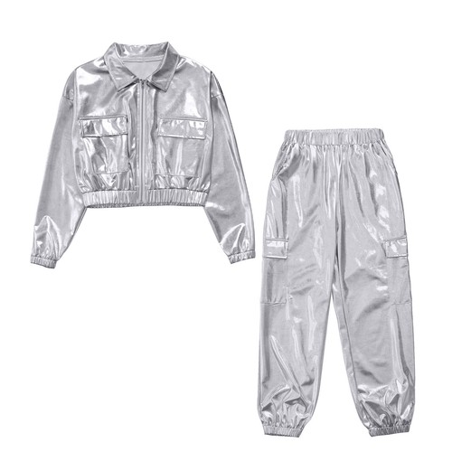 Unisex Kids Dancewear Ballroom Sweatsuit Shoot Outfits Athletic 2 Piece Set Top - Picture 10 of 143