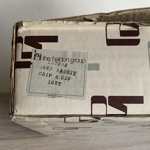Juego de bandeja de verduras vintage 1984 Haldon Group gris conejo chip inmersión esparcidores de caja - Imagen 20 de 21