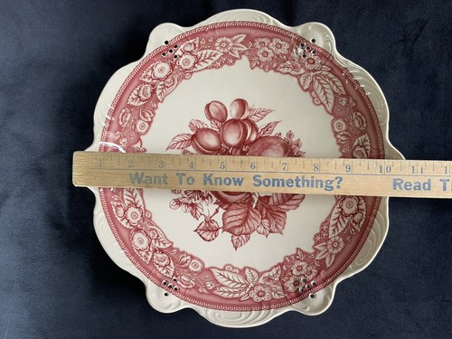 Antiche Riproduzioni Round Bowl Pierced Pink Transfer 10-1/2" Serving Italy - Picture 3 of 12