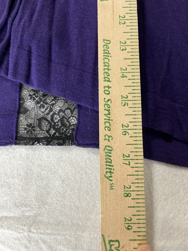 Chico's Purple w/Black Mixed Lace Kree Cardigan Cashmere Blend Size 2 Large NWT - Picture 6 of 8