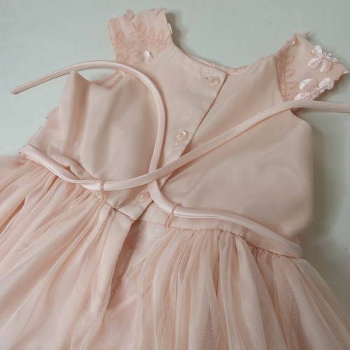 Girls Youngland Light Salmon Color 3D Floral Dress Size 4 - Picture 4 of 9