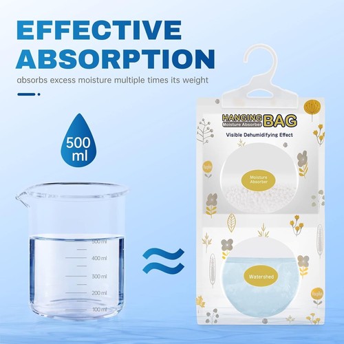 Moisture Absorber Bags 10 Pack 9.8OZ Hanging Dehumidifiers Fragrance Free - Picture 4 of 11