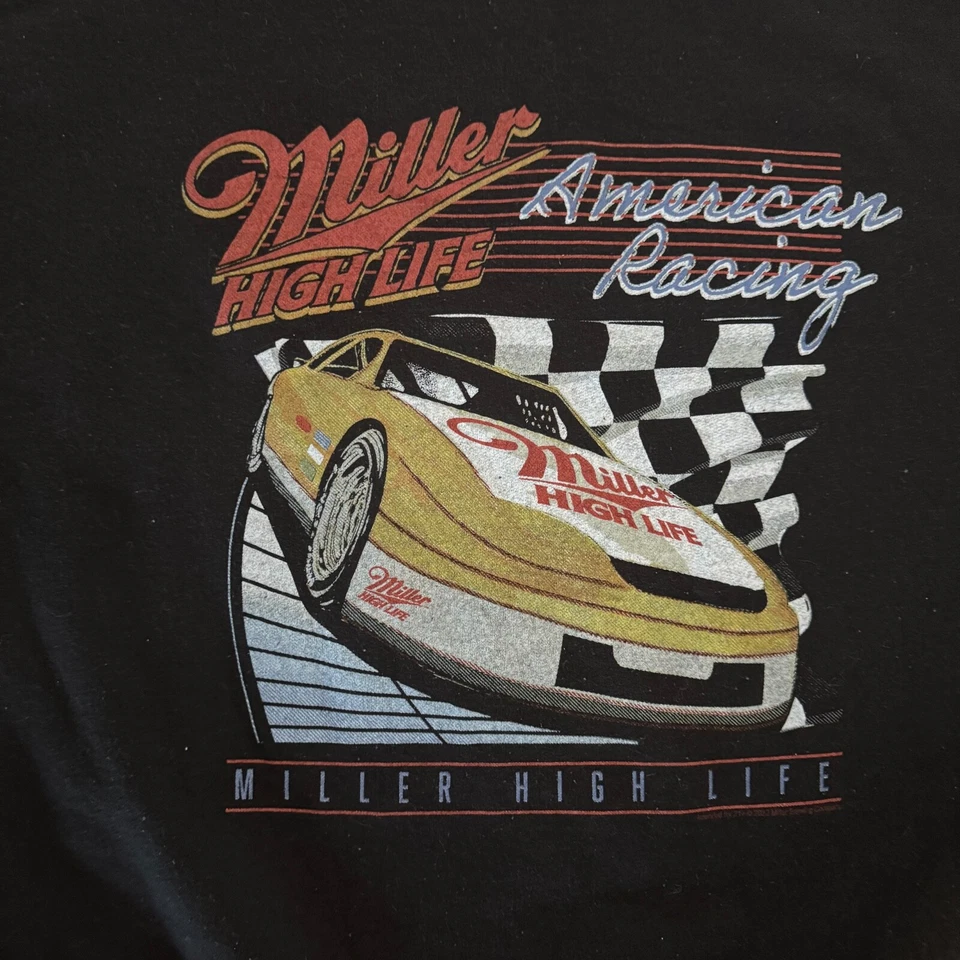 Sudadera Miller High Life American Racing Para Hombre Grande Comida Chatarra Camiseta Negra Foto 4 de 4