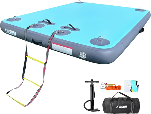 Aufblasbares Schwimmdock Air Dock Plattform, 6Ft/8Ft rutschfest aufblasbar Wasser Ma