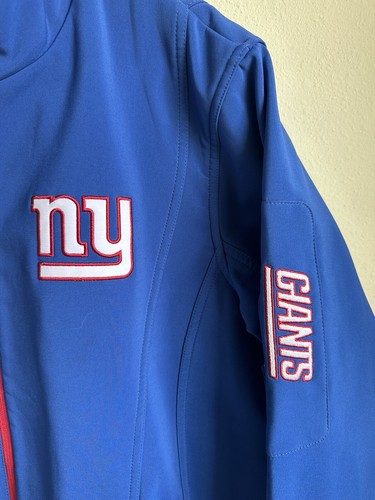 NY Giants Giacca Uomo Grande Blu Logo Ricamato NFL EUC - Foto 2 di 11