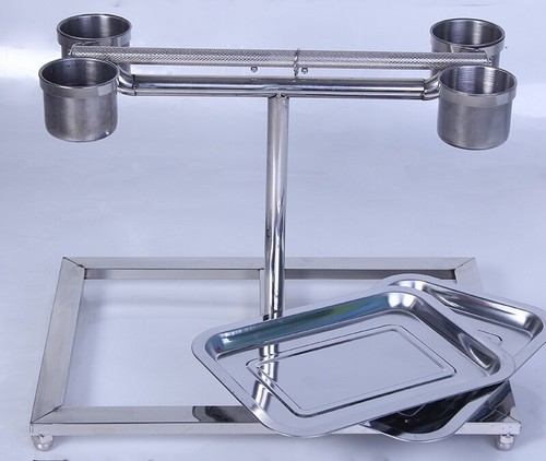 Parrot Bird Stainless Steel Stand Play Training Toy Rack Cup Tray - Picture 1 of 7