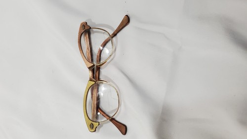 Vintage Women's Cat Eye Eyeglasses Art Craft Frame bronze and gold color - Bild 7 von 8