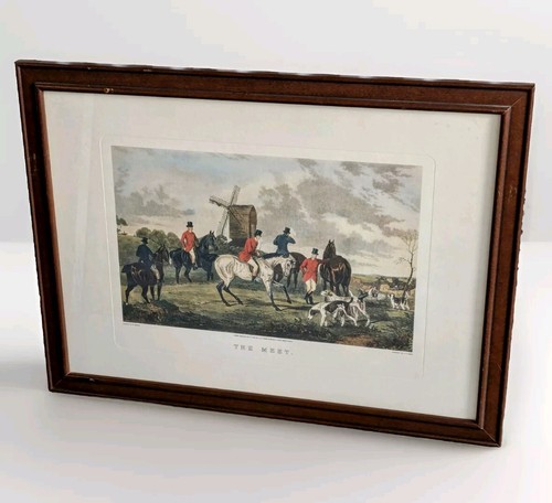 The Meet by W. Shayer - CR Stock - London 1883 Framed Dog Hunting - Picture 2 of 5