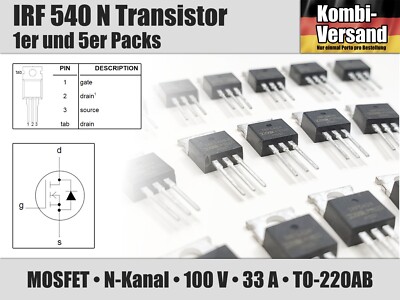 IRF 540 N N-Kanal Power MOSFET FET 100V 33A 100W TO-220AB IRF540N IRF540