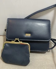 Buxton Crossbody Purse Convertible to Belt Wallet Clutch Navy change purse, Key