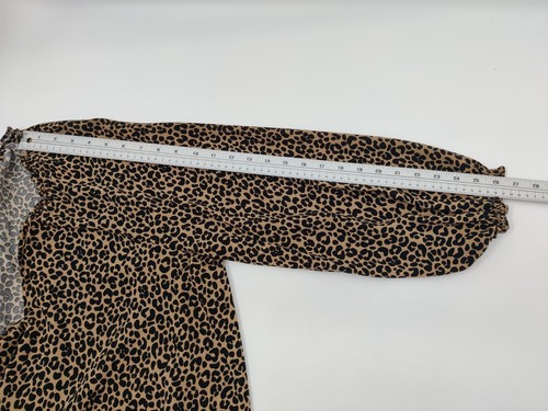 Old Navy Animal Print Blouse Women Large Loose Lightweight Long Sleeve Ruffle - Picture 7 of 10