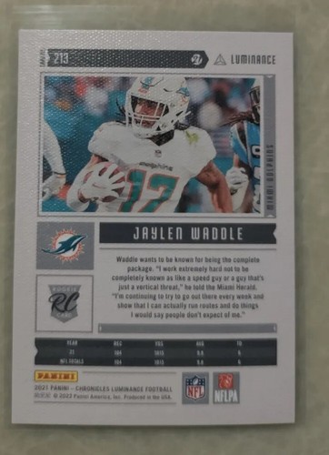 2021 Chronicles JAYLEN WADDLE #213 Luminance Base Rookie RC Miami Dolphins - Picture 3 of 5