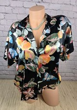 Secret Treasures Medium M Floral Pajama Satin Top Sleep Multicolor Button